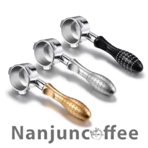 three-pin naked portafilter, size 53-54 metallic handle (breville)(double basket)