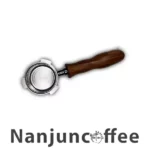 Portafilter with three pin , nanjun, size 51, dark wooden handle