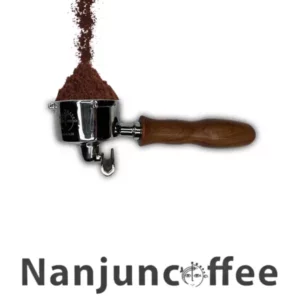 Portafilter with three pin , nanjun, size 51, dark wooden handle
